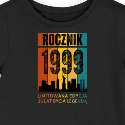 Koszulka damska czarna 1999 urodziny 26 lat prezent