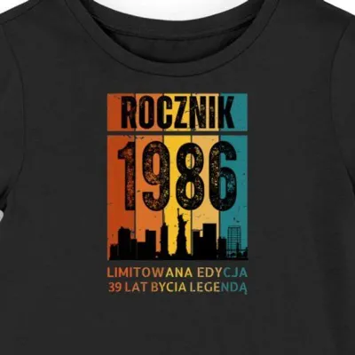 Koszulka damska czarna 1986 urodziny 39 lat prezent