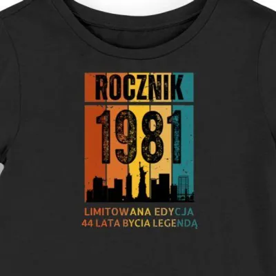 Koszulka damska czarna 1981 urodziny 44 lat prezent