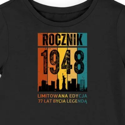 Koszulka damska czarna 1948 urodziny 77 lat prezent