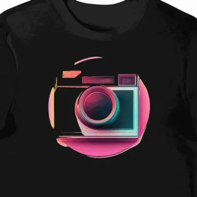 Koszulka męska czarna z motywem polaroidu