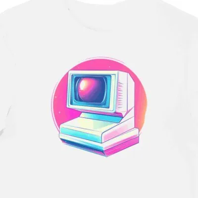 Koszulka męska biała z motywem polaroidu tech