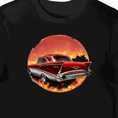 Koszulka męska czarna z motywem klasycznego Chevroleta Bel Air