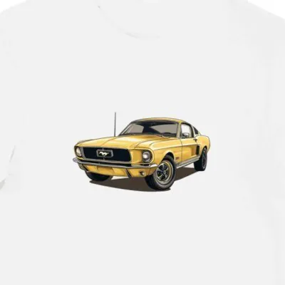 Koszulka męska biała z grafiką Złoty Mustang