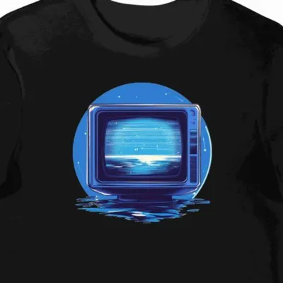 Koszulka męska czarna z motywem retro monitora 6247