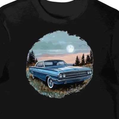Koszulka męska czarna z motywem klasycznego Plymouth Fury