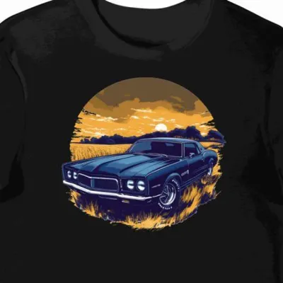 Koszulka męska czarna z motywem Retro Mercury Cougar