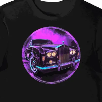 Koszulka męska czarna z grafiką Zabytkowego RollsRoyce'a
