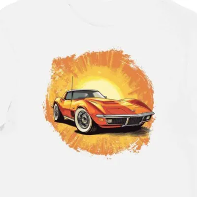 Koszulka męska biała z motywem legendarnej Corvette