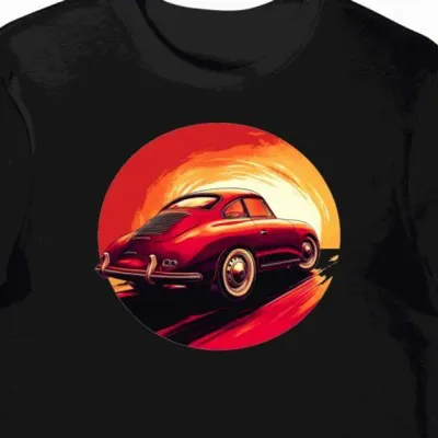 Koszulka męska czarna z motywem czerwonego Porsche 356 6247