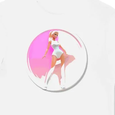 Koszulka męska biała z motywem białej Barbie