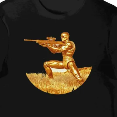 Koszulka męska czarna z nadrukiem złotego GI Joe 6247