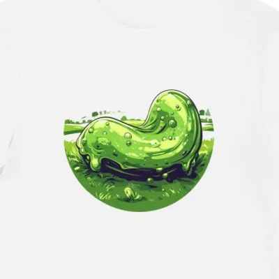 Koszulka męska biała z nadrukiem zielonego slime'a retro