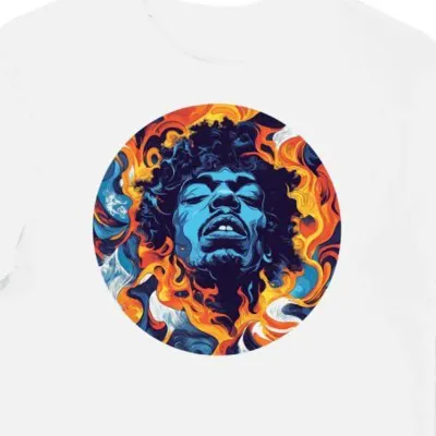Koszulka męska biała z motywem płyt Jimi Hendrix