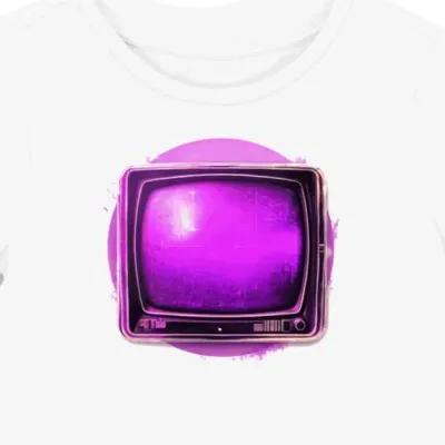 Koszulka damska biała z nadrukiem retro telewizora
