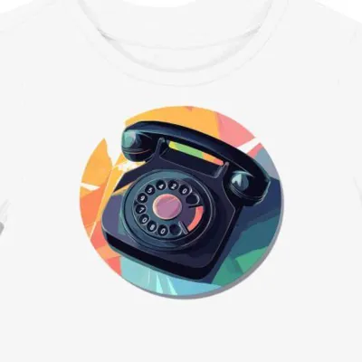 Koszulka damska biała z motywem retro telefonu tarczowego