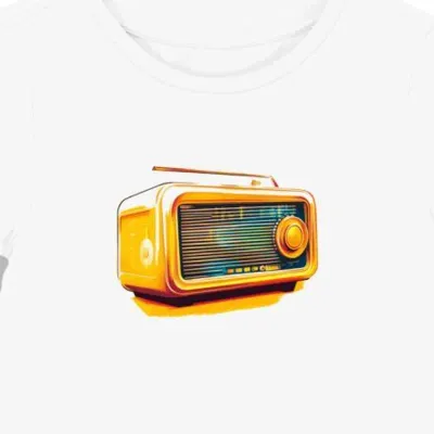 Koszulka damska biała z nadrukiem retro radia