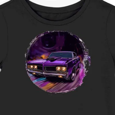 Koszulka damska czarna z motywem fioletowego Pontiaca GTO