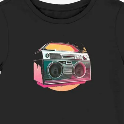 Koszulka damska czarna z motywem boomboxa