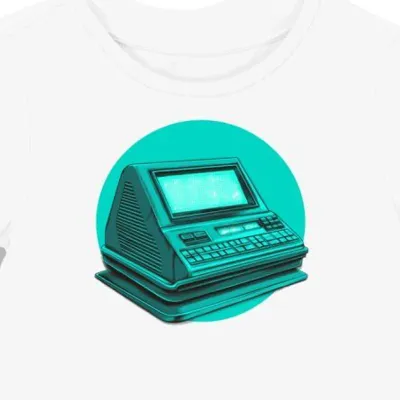 Koszulka damska biała z motywem modemu retro