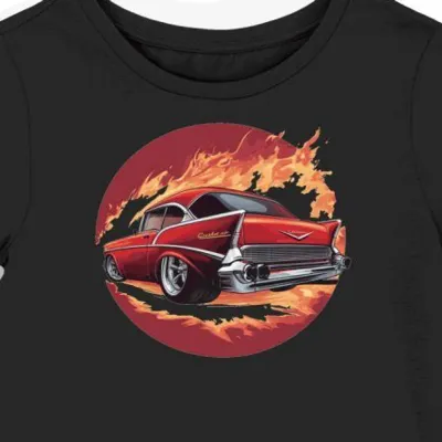 Koszulka damska czarna z motywem Czerwonego Chevy Bel Air