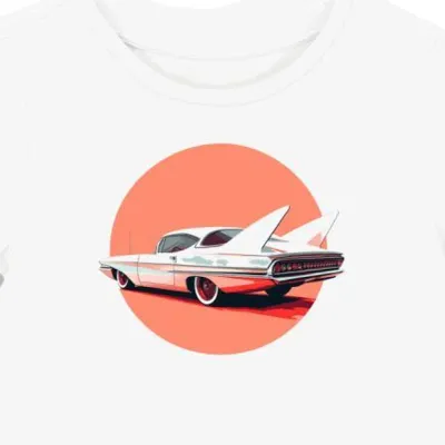 Koszulka damska biała z grafiką retro samochodu Falcon GT