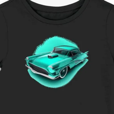 Koszulka damska czarna z motywem samochodu retro