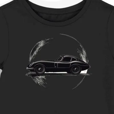 Koszulka damska czarna z motywem klasycznego Jaguara E-Type