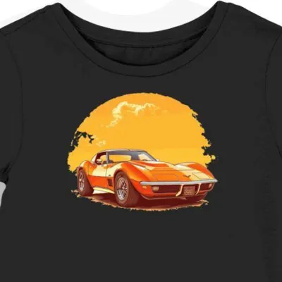 Koszulka damska czarna z motywem pomarańczowej Corvette Stingray