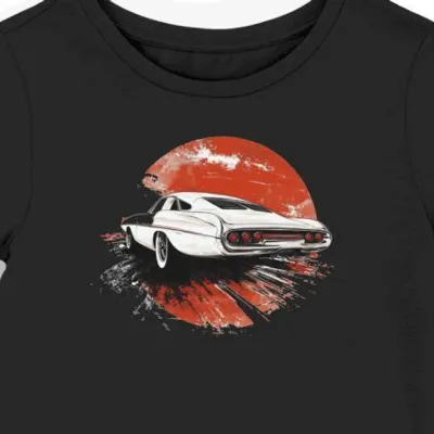 Koszulka damska czarna z grafiką Falcon GT z lat 70.