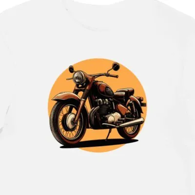 Koszulka męska biała Motocyklowa Elegancja Przestrzeni