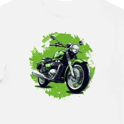 Koszulka męska biała Zdobiona Stylowym Motywem Motocyklowym
