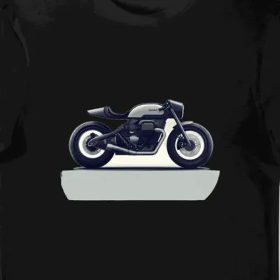 Koszulka męska czarna z futurystycznym motocyklem w mglistym otoczeniu