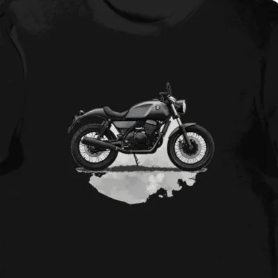 Koszulka męska czarna z futurystycznym motocyklem Moto Guzzi