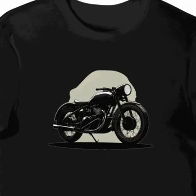Koszulka męska czarna z motywem motocykla w mrocznym świetle