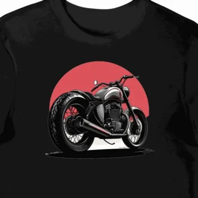 Koszulka męska czarna z motocyklowym stylem w blasku