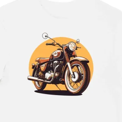 Koszulka męska biała z odważnym motywem motocykla vintage
