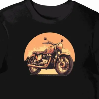 Koszulka męska czarna z Wytwornym Motywem Motocykla