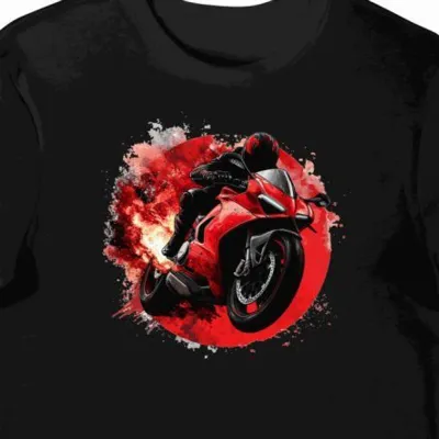 Koszulka męska czarna Aerodynamiczny Styl Motocyklowy