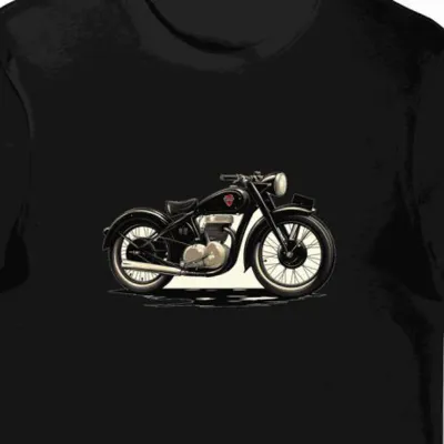 Koszulka męska czarna z motywem motocykla w mrocznym stylu