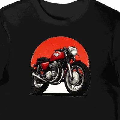 Koszulka męska czarna Motocyklowa Pasja w Ognistym Blasku