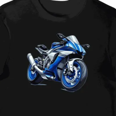 Koszulka męska czarna z wyścigowym motywem motocyklowym