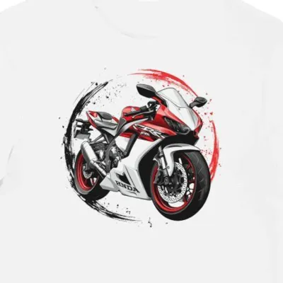 Koszulka męska biała Stylowy Motocykl w Błyskawicy
