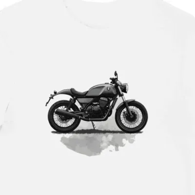 Koszulka męska biała Elegancka Dynamika Moto Guzzi V7