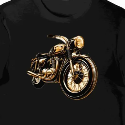 Koszulka męska czarna z Artystycznym Wzorem Motocykla BSA