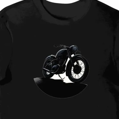Koszulka męska czarna z motywem retro motocykla