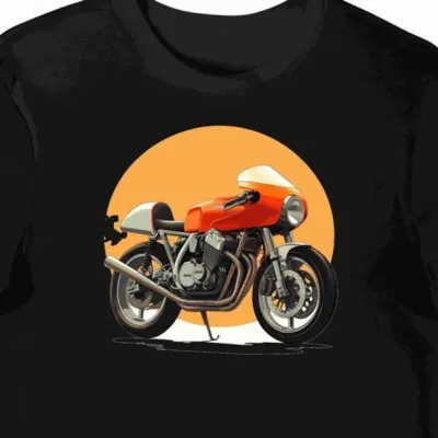 Koszulka męska czarna z Artystycznym Motywem Motocykla Laverda