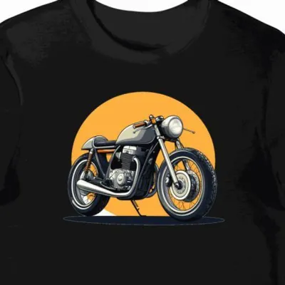 Koszulka męska czarna z Wyjątkowym Motocyklem w Rugowanym Blasku