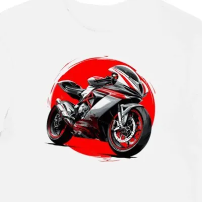 Koszulka męska biała z motywem motocykla MV Agusta