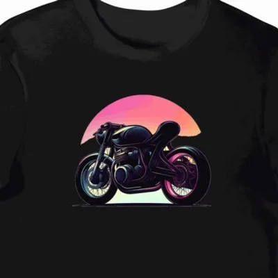 Koszulka męska czarna Wyścigowa Sylwetka Motocykla